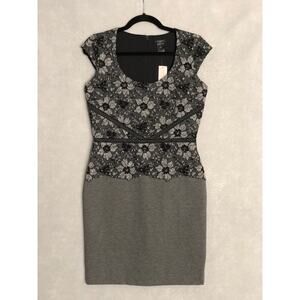 Ann Taylor Petite Cap Sleeve Dress Fitted Gray Women's 4P NEW